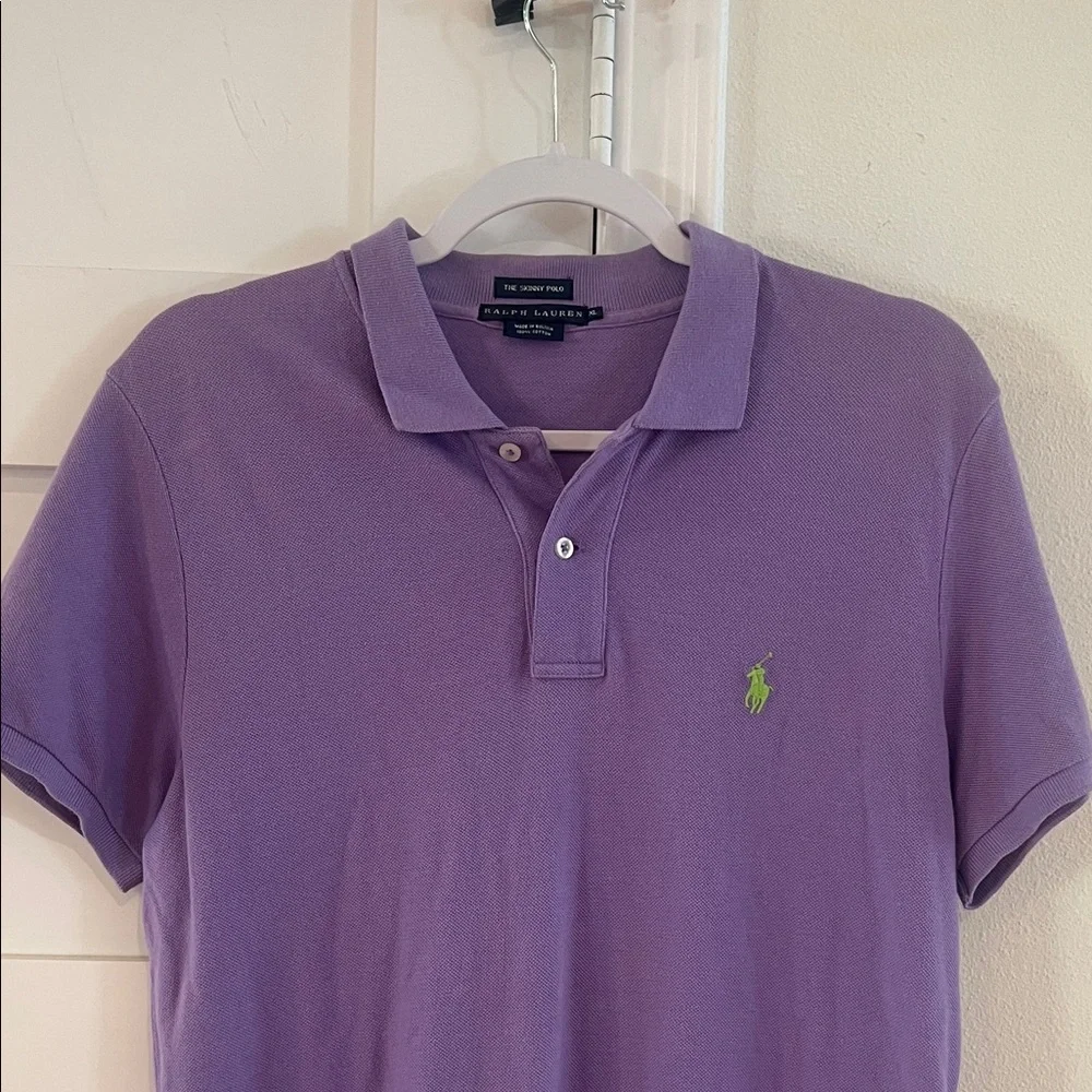 Kids Purple Ralph Lauren Skinny Polo Shirt Size XL EUC